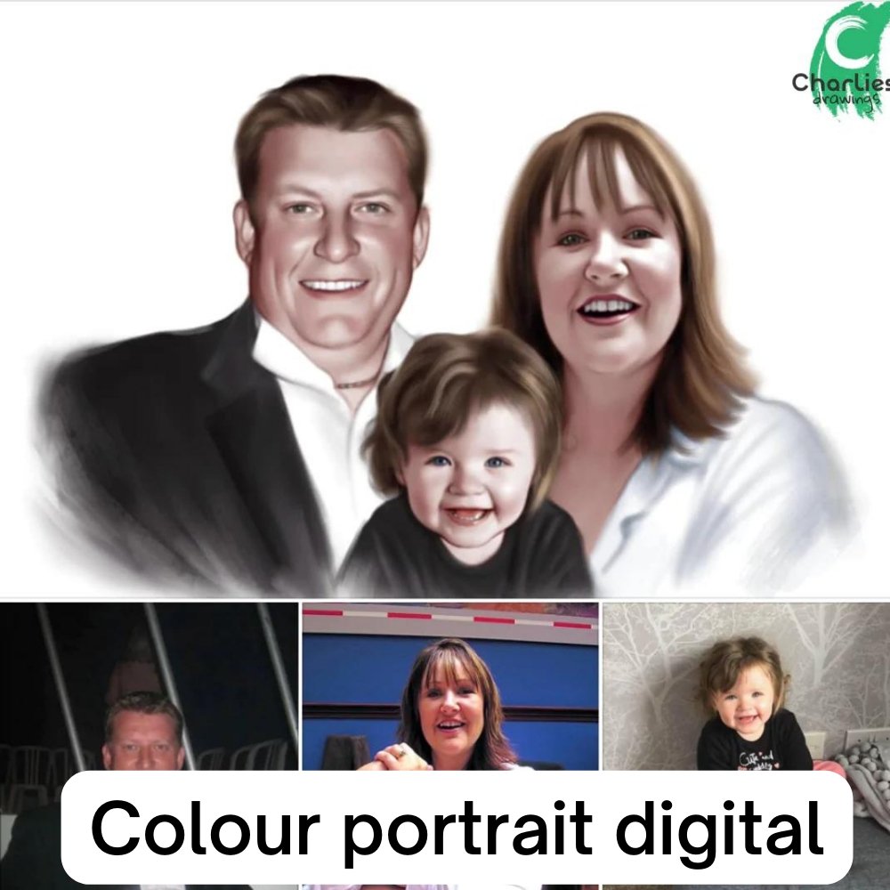 Colour Portrait Digital 🇬🇧 30 x 40cm Portraits - charliesdrawings