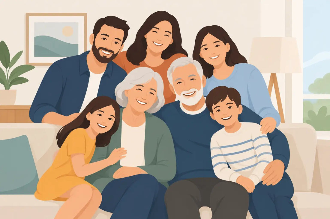 A Family Reunion Portrait That Keeps Everyone Close - Charlie's Drawings