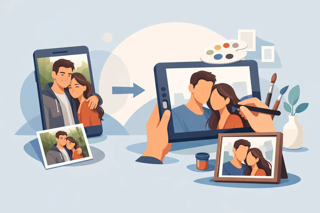 Custom Couple Portrait from Photo Guide - Charlie's Drawings