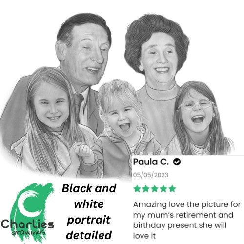Embrace Eternity: Unforgettable Custom Portraits Bridging Generations - Charlie's Drawings